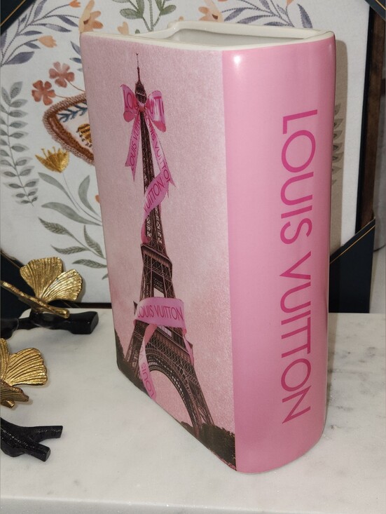 Designer US Other - 🔥 Limited Edition Ceramic Makeup/ Hair Brush Holder Vase Eiffel & Lux Logo